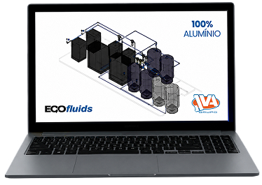 Projeto personalizado de rede de ar comprimido apresentado em notebook